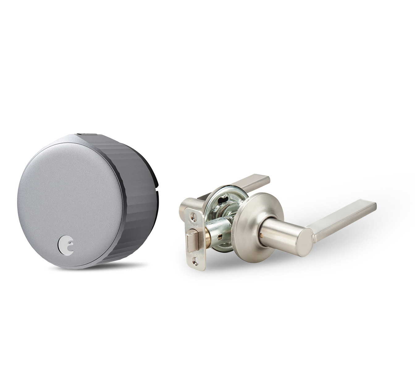 August Wi-Fi Smart Lock + Valdosta Lever in Satin Nickel