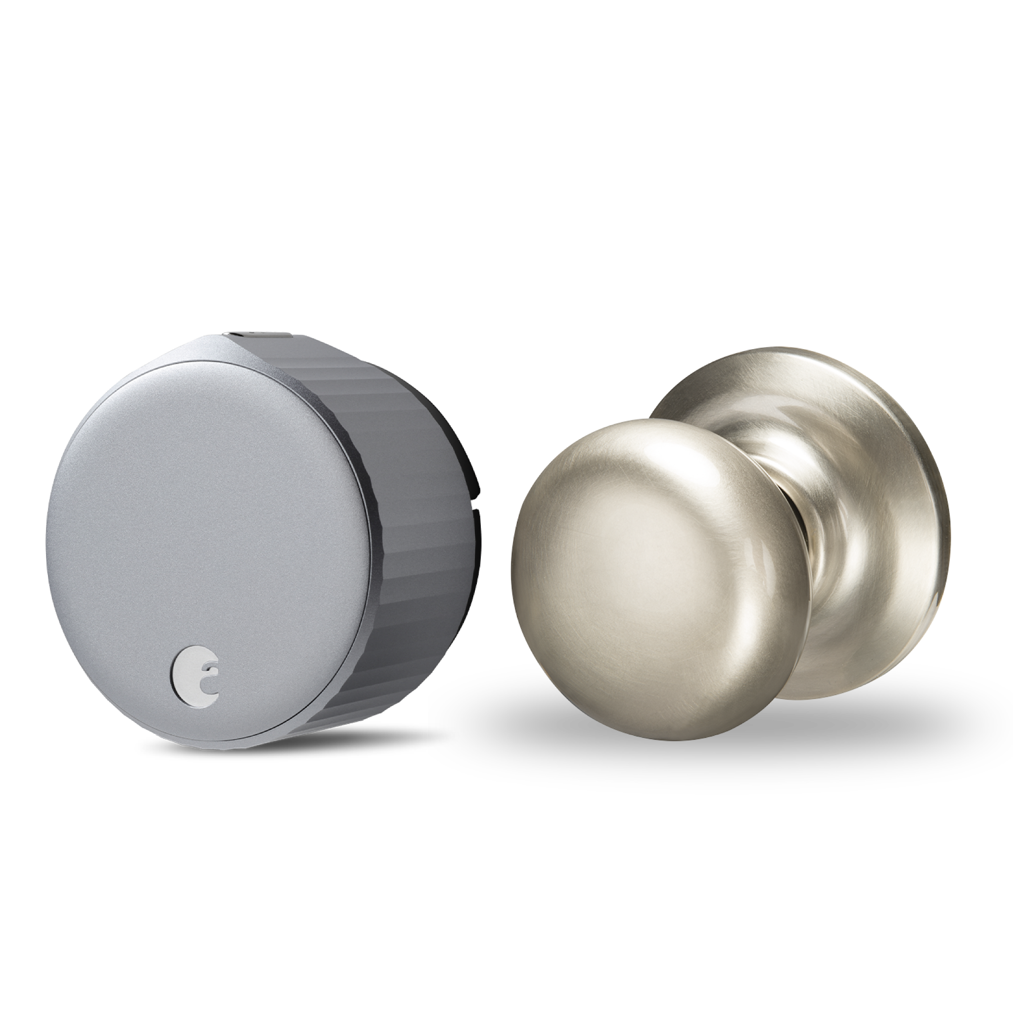 August Wi-Fi Smart Lock + Cambridge Knob in Satin Nickel